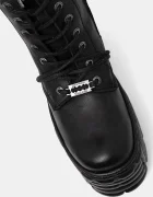 NEW ROCK Кожени ботуши CRUST NEGRO TOWER MAX в черно с дебел ток M-TM002-C2