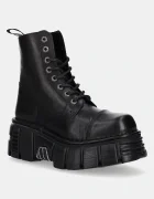 NEW ROCK Кожени ботуши Crust Negro Tower Negro + Lateral в черно с платформа M-NEWMILI083-S39