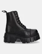 NEW ROCK Кожени ботуши Crust Negro Tower Negro + Lateral в черно с платформа M-NEWMILI083-S39