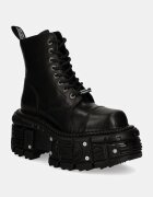 NEW ROCK Кожени кубинки CRUST NEGRO IMPERFECT TANK NEGRO TORNILLOS в черно с равна подметка M-TANK083-C1