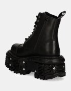 NEW ROCK Кожени кубинки CRUST NEGRO IMPERFECT TANK NEGRO TORNILLOS в черно с равна подметка M-TANK083-C1