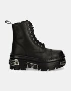 NEW ROCK Кожени кубинки CRUST NEGRO + REACTOR NEGRO в черно с платформа M-WALL083CCT-S12