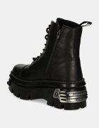 NEW ROCK Кожени кубинки CRUST NEGRO + REACTOR NEGRO в черно с платформа M-WALL083CCT-S12