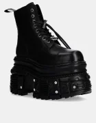 NEW ROCK Кожени кубинки CRUST NEGRO + TANK NEGRO TORNILLOS E-34 в черно с платформа M-MILI083CCT-C4