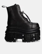NEW ROCK Кожени кубинки CRUST NEGRO + TANK NEGRO TORNILLOS E-34 в черно с платформа M-MILI083CCT-C4