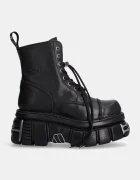 NEW ROCK Кожени кубинки Nomada Negro + Tower Negro Acero E14 в черно с платформа M-NEWMILI083-S37