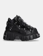 NEW ROCK Кожени маратонки Itali Negro + Nomada Negro + Tower Negro Acero в черно M-106-S1