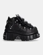 NEW ROCK Кожени маратонки Nomada Negro + Tower Negro Lateral E14 Acero в черно M-106-S112