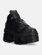 NEW ROCK Кожени обувки Crust Negro Negro + Tank Casco Negro в черно с платформа M-WALL285-S2