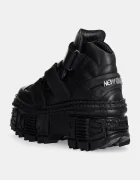 NEW ROCK Кожени обувки Crust Negro Negro + Tank Casco Negro в черно с платформа M-WALL285-S2