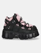 NEW ROCK Маратонки от набук Nobuck Negro + Nobuck Rosa + Tower Negro Lateral в черно M-106-C26