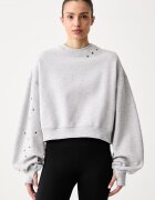 nike sportswear уголемен суичър дамски с памук Studio Fleece сив IX7045.012