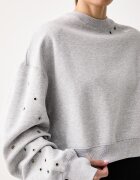 nike sportswear уголемен суичър дамски с памук Studio Fleece сив IX7045.012
