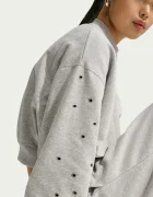 nike sportswear уголемен суичър дамски с памук Studio Fleece сив IX7045.012