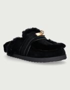 Nokwol пантофи дамски от кожа Toby Black Suede Shearling черни Toby Black Suede Shearling