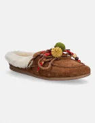 Nokwol Велурени чехли Coco Fur Tan Suede в кафяво Coco Fur Tan Suede