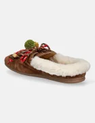 Nokwol Велурени чехли Coco Fur Tan Suede в кафяво Coco Fur Tan Suede