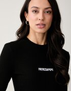 Patrizia Pepe блуза с дълги ръкави дамска от памук с еластан черна 2M4512 J355