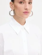 Patrizia Pepe Риза дамска в бяло с кройка по тялото с класическа яка 8C0789 A043