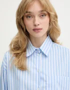 Patrizia Pepe Риза дамска в синьо със свободна кройка с класическа яка 8C0856 A544