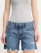 Pepe Jeans Дънков къс панталон от памук REGULAR SHORT MW DISTRESSED