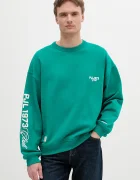 Pepe Jeans Памучен суичър COLVILLE CREW мъжки в зелено с апликация PM582841