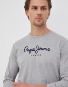 Pepe Jeans Памучна блуза с дълги ръкави Eggo в сиво с принт
