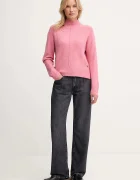 Pepe Jeans Пуловер с вълна в розово с ниско поло PL7000032