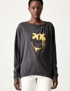 Pinko блуза с дълги ръкави дамска от памук сива 107471 A3KD