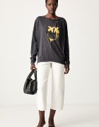 Pinko блуза с дълги ръкави дамска от памук сива 107471 A3KD