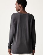 Pinko блуза с дълги ръкави дамска от памук сива 107471 A3KD