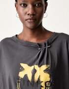 Pinko блуза с дълги ръкави дамска от памук сива 107471 A3KD