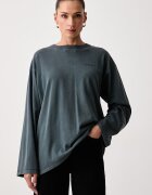 Pinko блуза с дълги ръкави дамска от памук сива 107480 A3KF