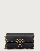 Pinko чанта crossbody дамска от кожа черна 107664 A2JG