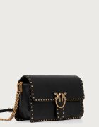 Pinko чанта crossbody дамска от кожа черна 107664 A2JG