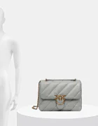 Pinko чанта crossbody дамска от кожа сива 100037 A0F2