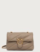 Pinko чанта crossbody дамска от кожа сива 100038 A0F2