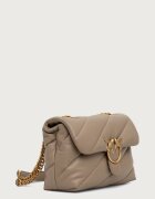 Pinko чанта crossbody дамска от кожа сива 100038 A0F2