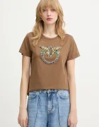 Pinko Памучна тениска дамска в кафяво 100535 A33F