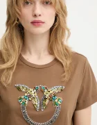 Pinko Памучна тениска дамска в кафяво 100535 A33F