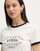 Pinko тениска дамска от памук бежова 106902 A3C2
