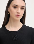 Pinko тениска дамска от памук с еластан черна 106815 A3AL