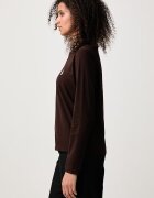 Polo Ralph Lauren блуза с дълги ръкави дамска от памук кафява 211B14604
