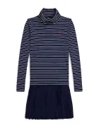 Polo Ralph Lauren Детска памучна рокля в тъмносиньо къса разкроена 313980676001