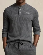 Polo Ralph Lauren горнище на пижама с дълги ръкави мъжко с памук сиво 714950609