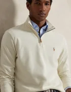 Polo Ralph Lauren Памучен пуловер 40/1 DBL KNIT JACQ мъжки в бежово с поло 710P07411004