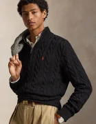 Polo Ralph Lauren Памучен пуловер мъжки в черно от топла материя с ниско поло