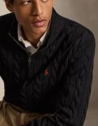 Polo Ralph Lauren Памучен пуловер мъжки в черно от топла материя с ниско поло