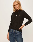 Polo Ralph Lauren Памучна риза дамска в черно със стандартна кройка с класическа яка 211664427010