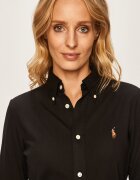 Polo Ralph Lauren Памучна риза дамска в черно със стандартна кройка с класическа яка 211664427010